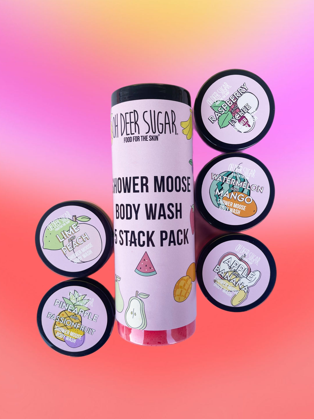 no 70 fruit stall SHOWER MOOSE BODY WASH 5 PACK STACK 50ml ea