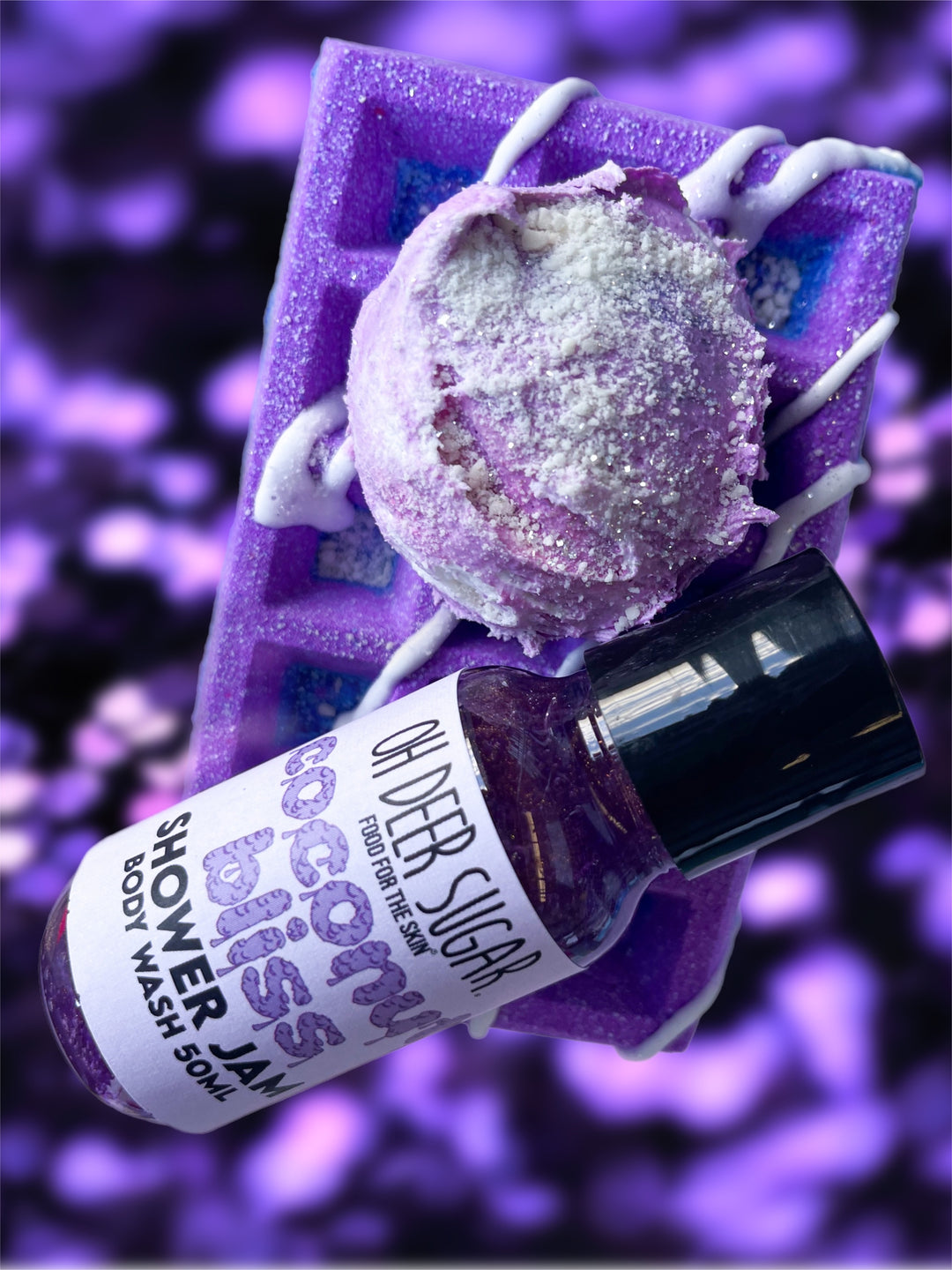 coconut bliss ice cream WAFFLE BATH BOMB 200g + 50ml SHOWER JAM BODY WASH