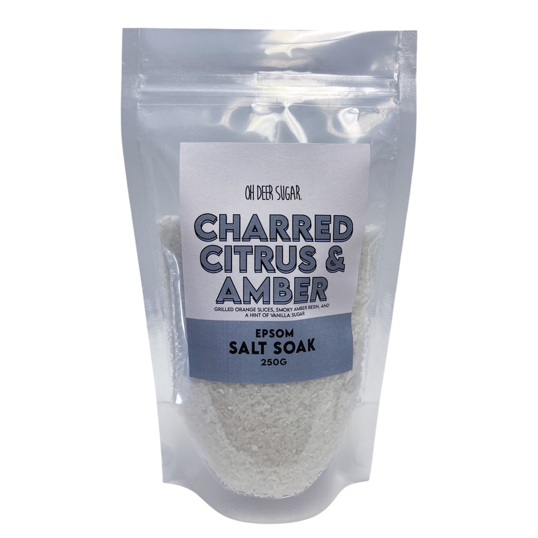 charred citrus and amber EPSOM SOAK SALT 250g
