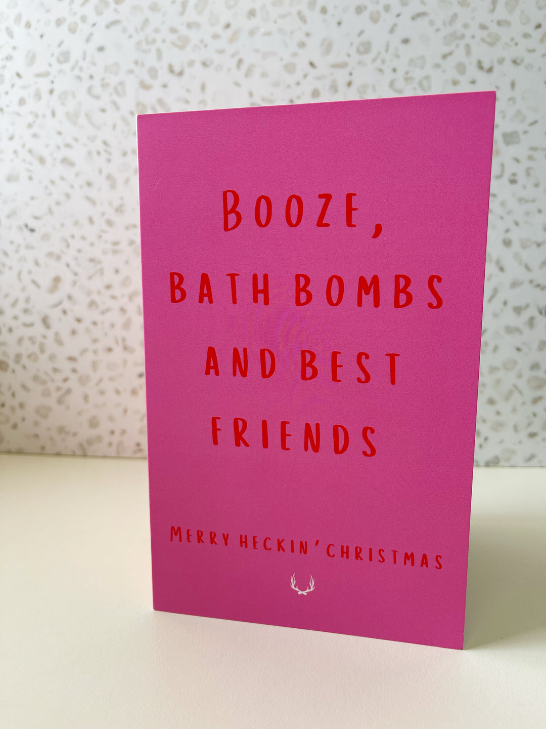 booze, bath bombs & best friends… christmas card & envelope