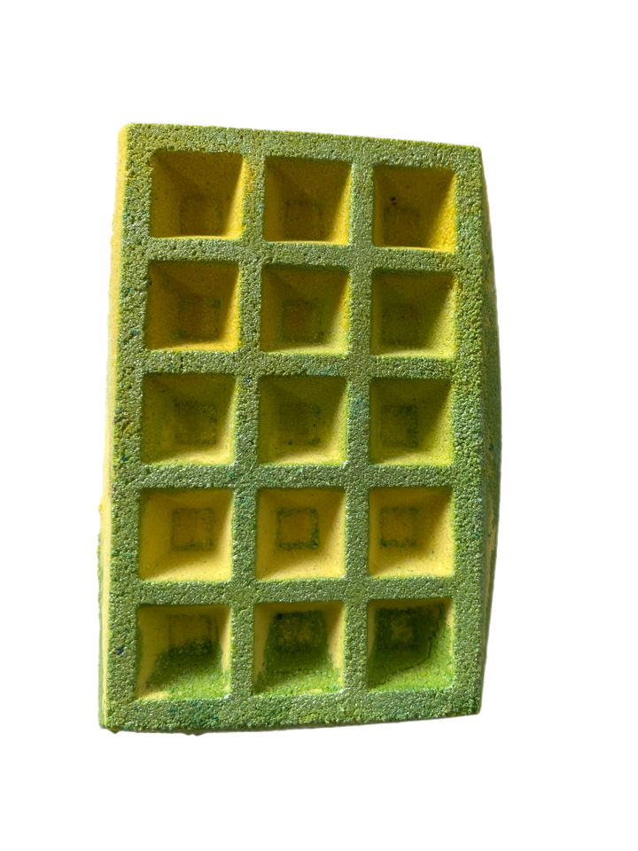 pisces waffle bath bomb in lime and flour green with painted green biodegradable glitter 