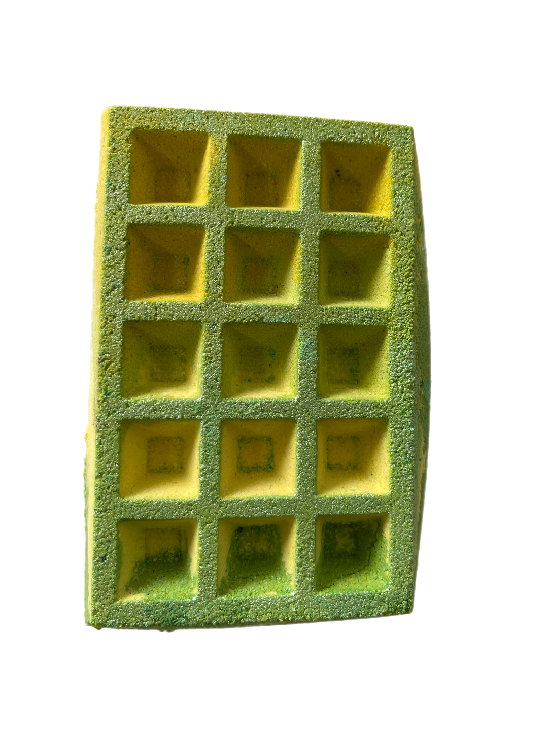 pisces waffle bath bomb in lime and flour green with painted green biodegradable glitter 